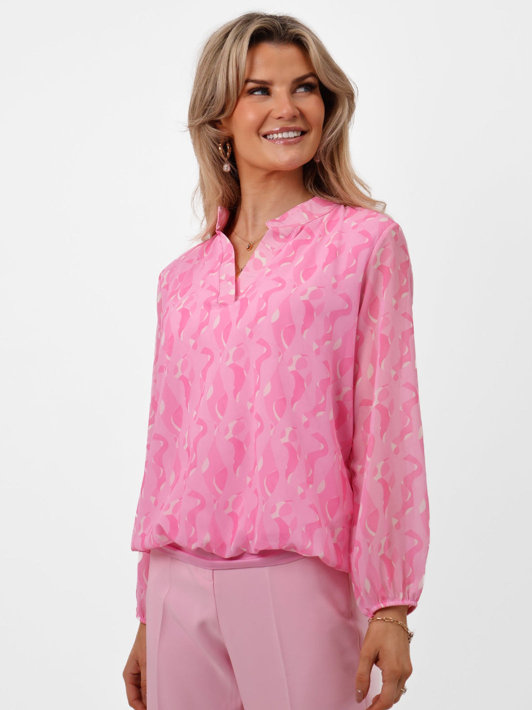 Kate & Pippa Bella Band Top In Light Pink Print-Nicola Ross