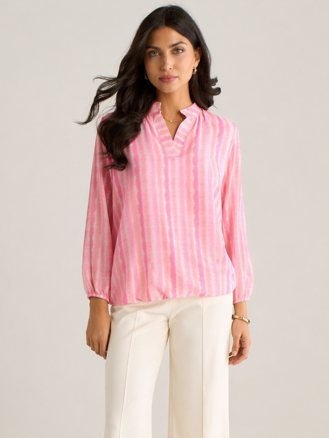 Kate & Pippa Bella Band Top In Light Pink Wave Print-Nicola Ross