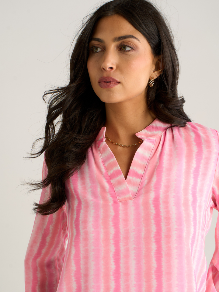 Kate & Pippa Bella Band Top In Light Pink Wave Print-Nicola Ross