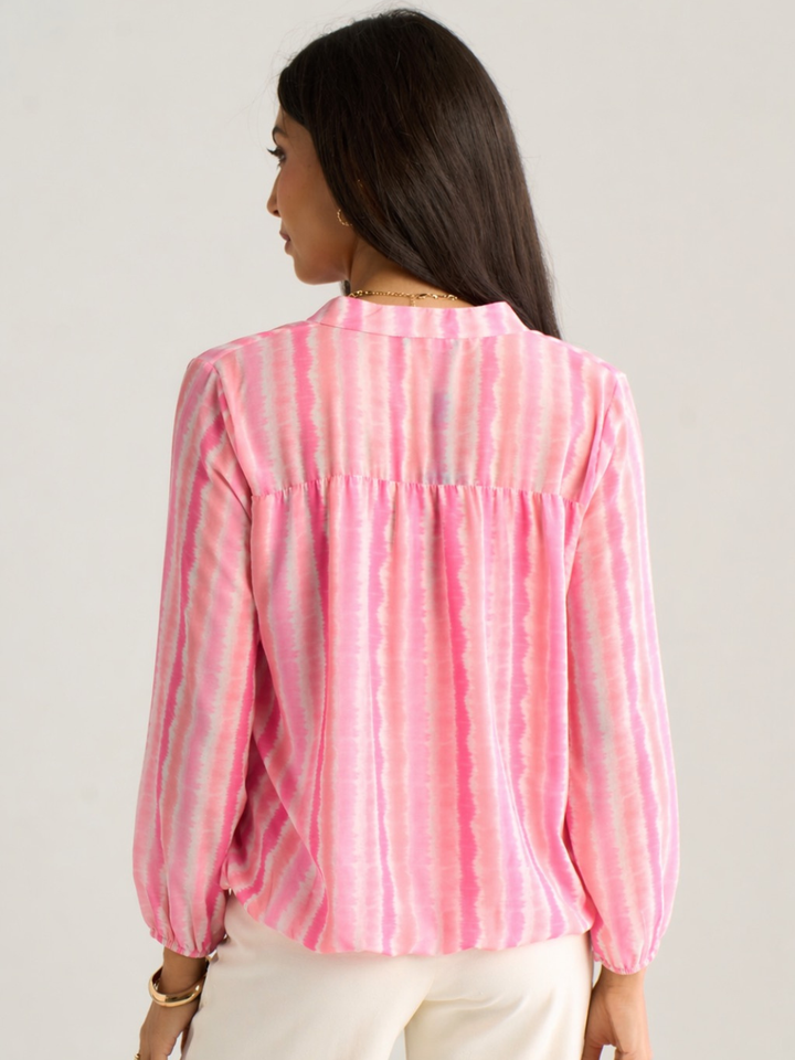 Kate & Pippa Bella Band Top In Light Pink Wave Print-Nicola Ross