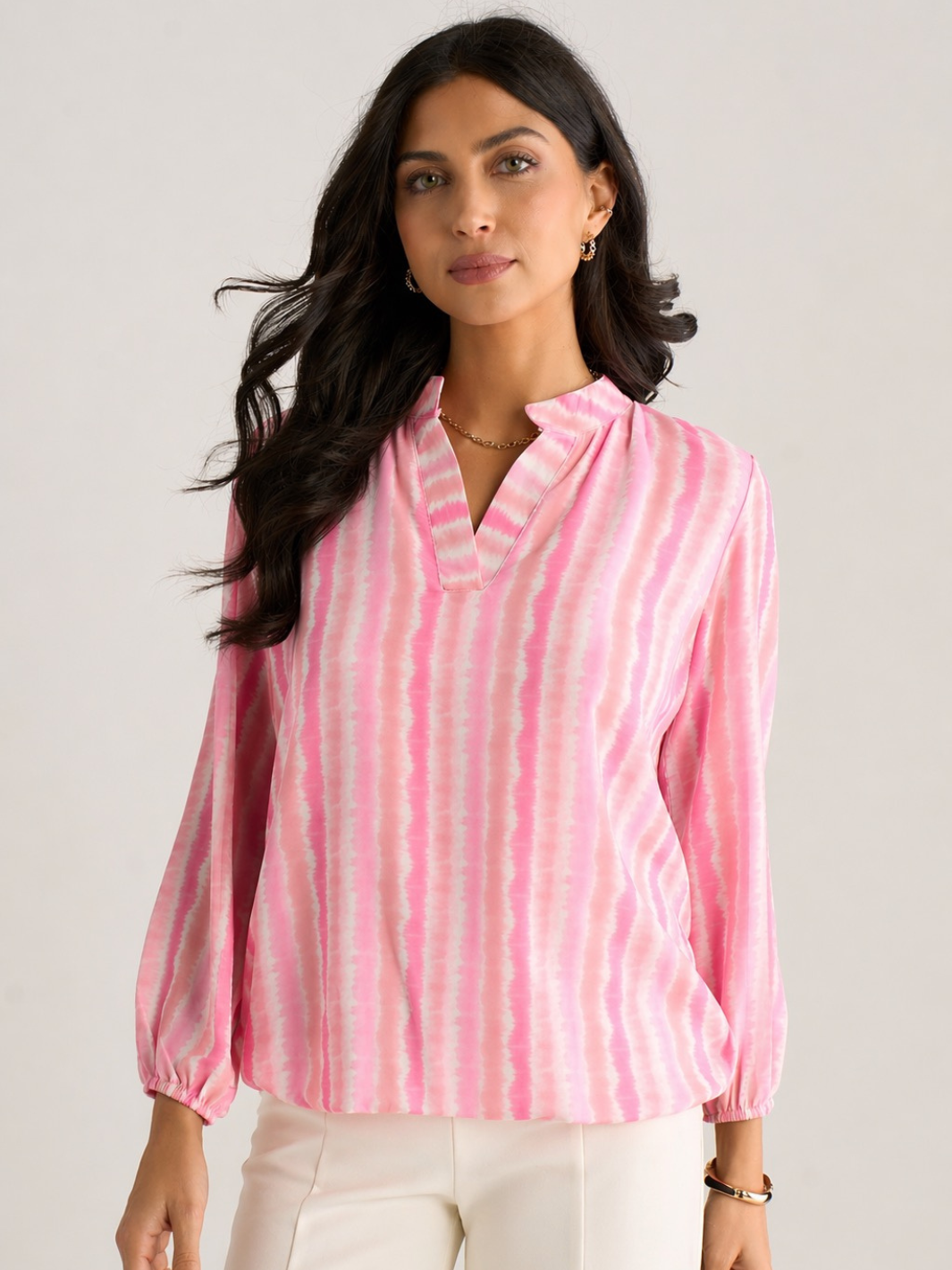 Kate & Pippa Bella Band Top In Light Pink Wave Print-Nicola Ross