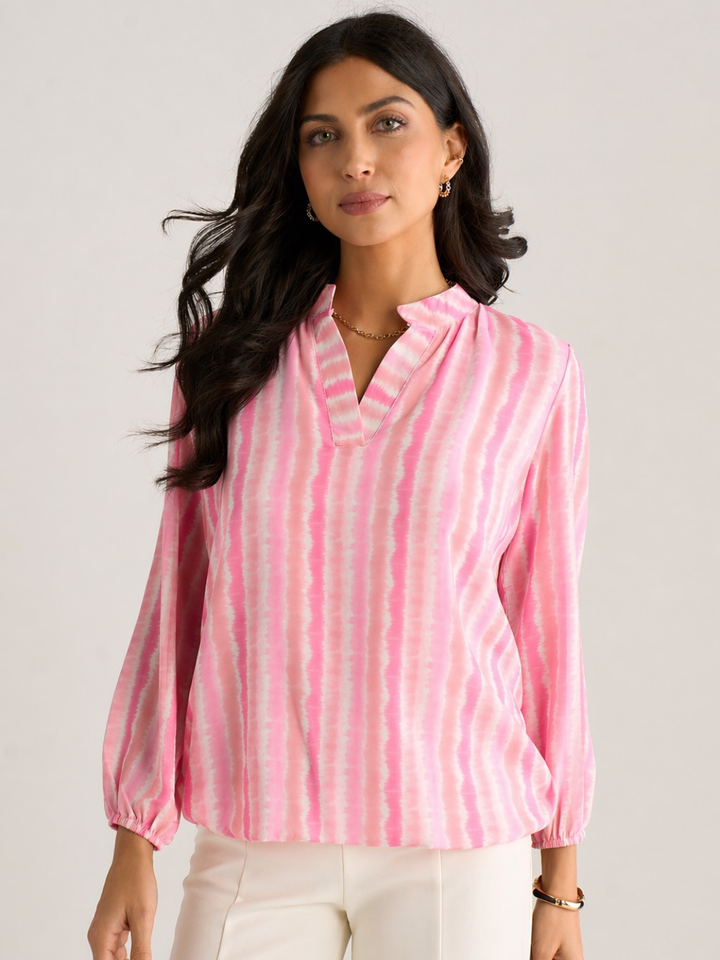 Kate & Pippa Bella Band Top In Light Pink Wave Print-Nicola Ross