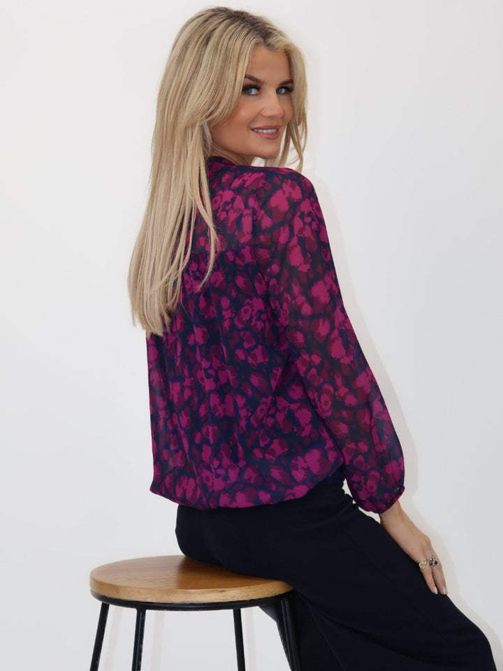 Kate & Pippa Bella Band Top In Magenta Abstract Print-Nicola Ross