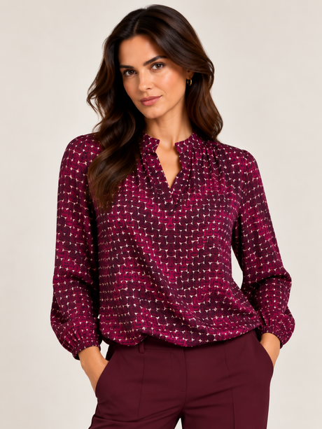 Kate & Pippa Bella Band Top In Magenta Geo Print-Nicola Ross