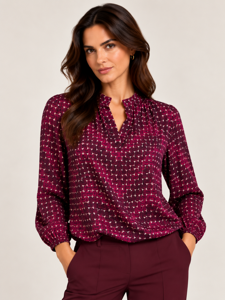 Kate & Pippa Bella Band Top In Magenta Geo Print-Nicola Ross