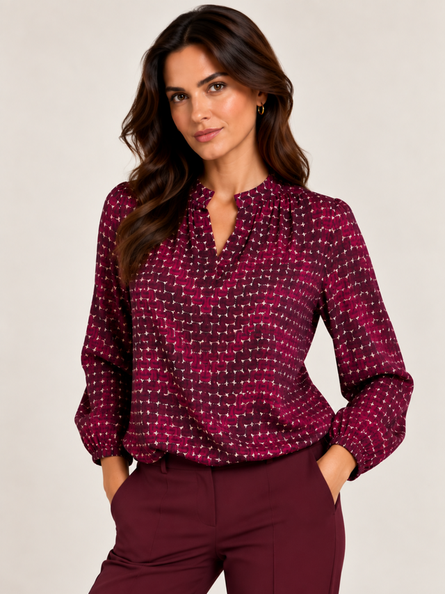 Kate & Pippa Bella Band Top In Magenta Geo Print-Nicola Ross