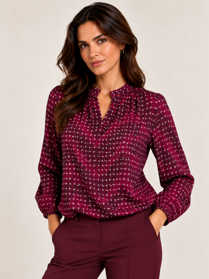 Kate & Pippa Bella Band Top In Magenta Geo Print-Nicola Ross