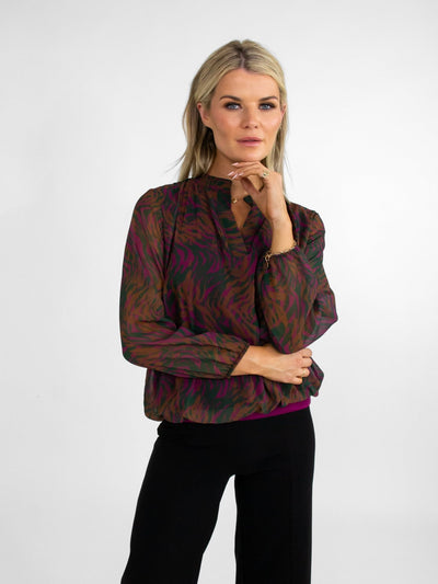 Kate & Pippa Bella Band Top In Purple / Magenta Print-Nicola Ross
