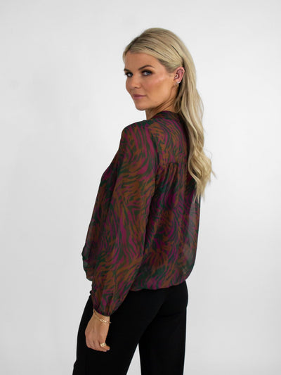 Kate & Pippa Bella Band Top In Purple / Magenta Print-Nicola Ross