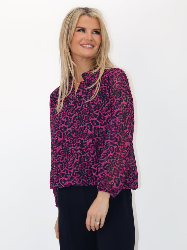 Kate & Pippa Bella Band Top In Magenta Leo Print-Nicola Ross