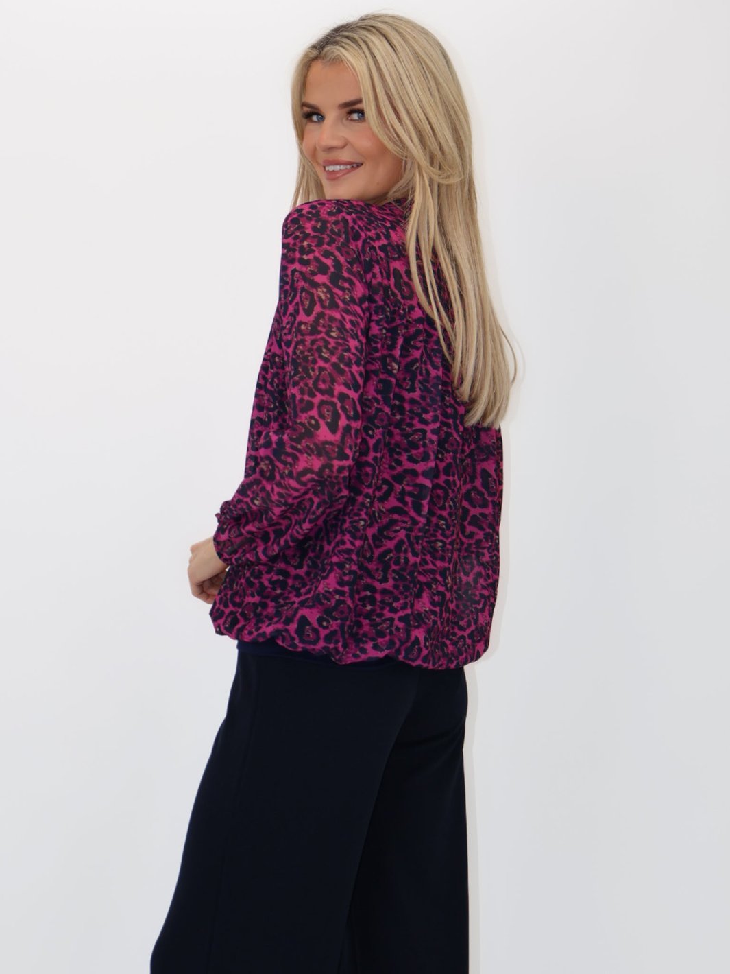 Kate & Pippa Bella Band Top In Magenta Leo Print-Nicola Ross