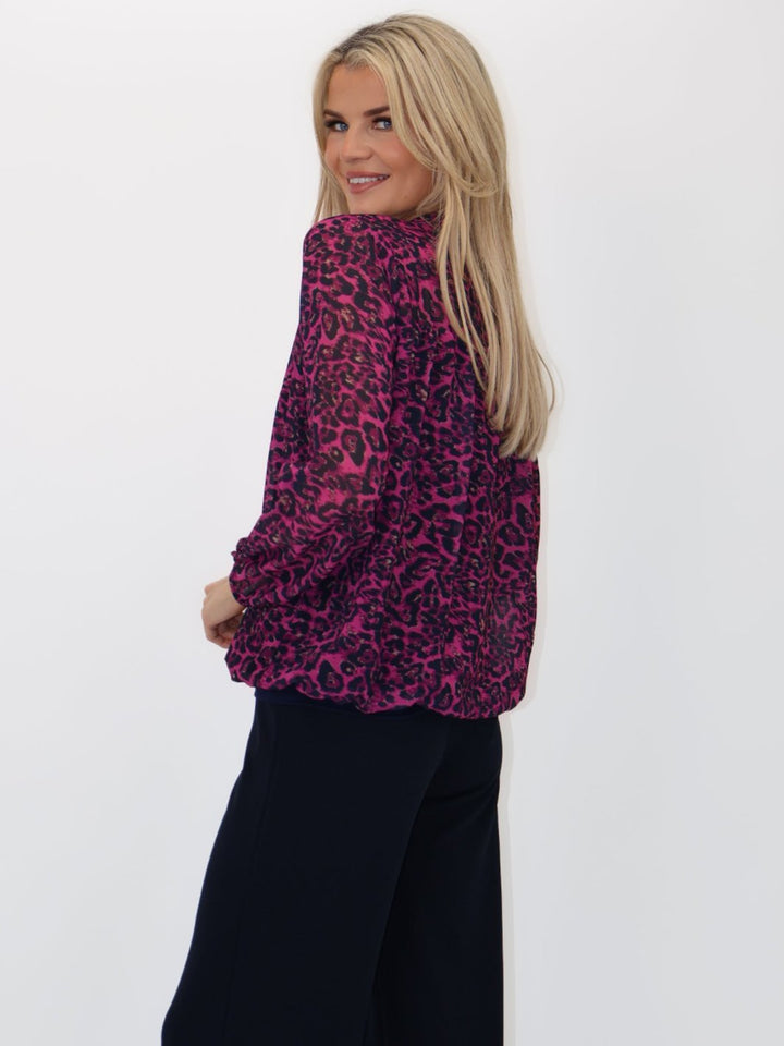 Kate & Pippa Bella Band Top In Magenta Leo Print-Nicola Ross
