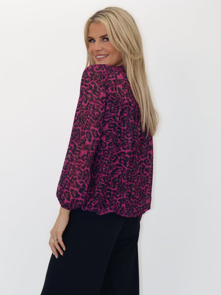 Kate & Pippa Bella Band Top In Magenta Leo Print-Nicola Ross