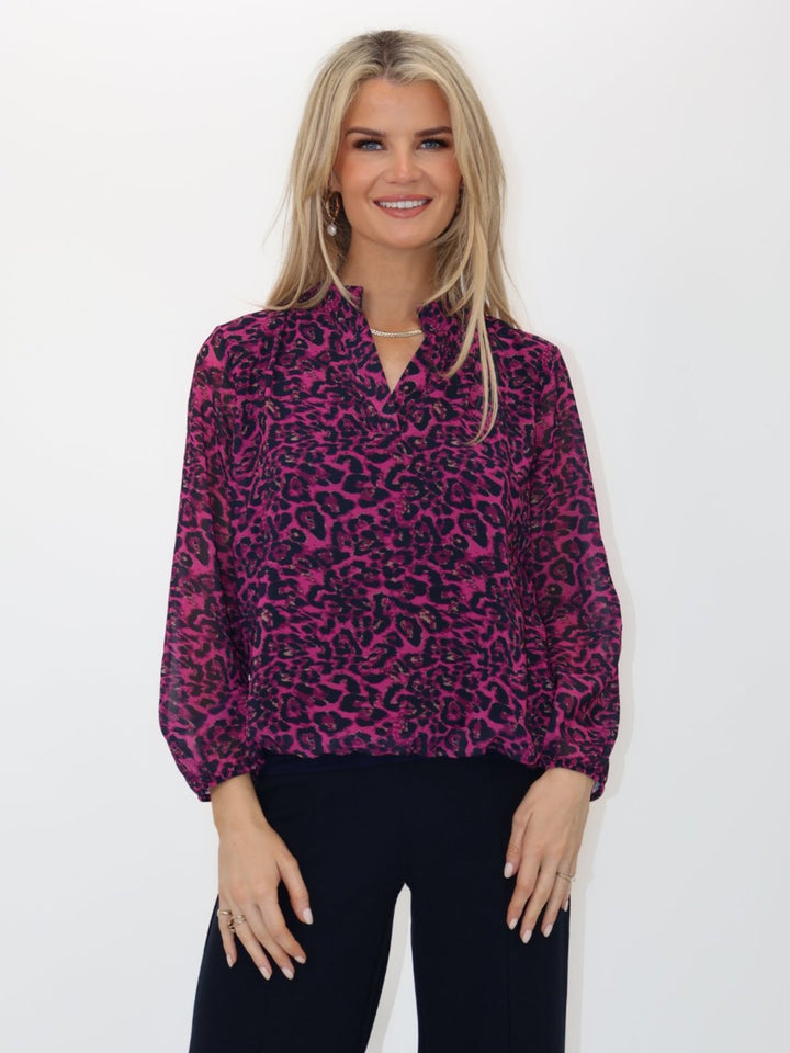 Kate & Pippa Bella Band Top In Magenta Leo Print-Nicola Ross