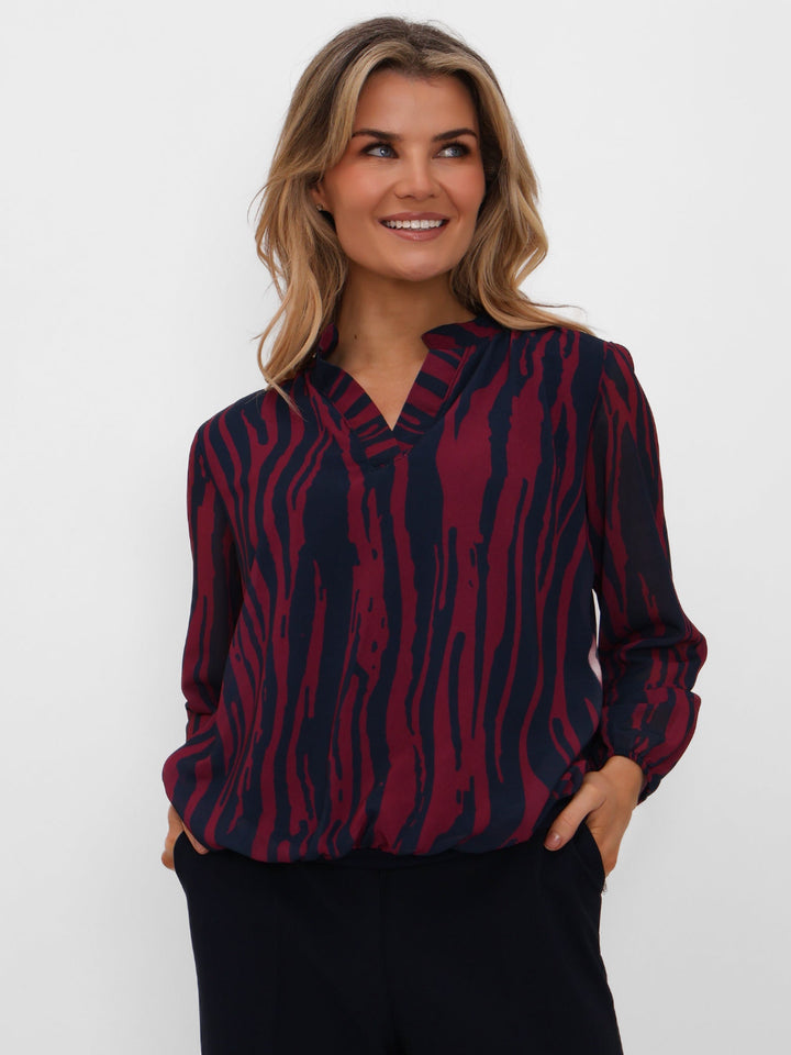 Kate & Pippa Bella Band Top In Magenta/Navy Print-Nicola Ross