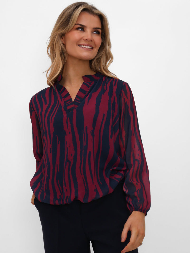 Kate & Pippa Bella Band Top In Magenta/Navy Print-Nicola Ross
