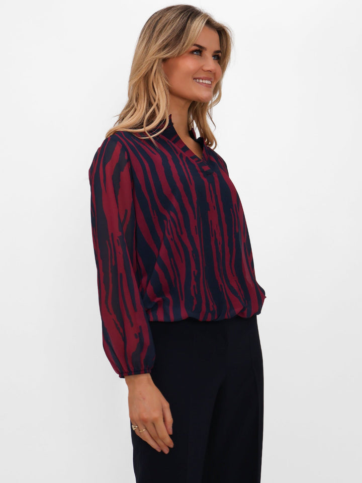 Kate & Pippa Bella Band Top In Magenta/Navy Print-Nicola Ross