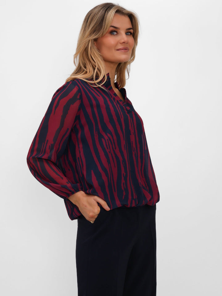 Kate & Pippa Bella Band Top In Magenta/Navy Print-Nicola Ross