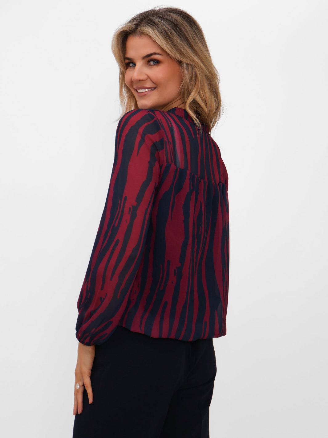Kate & Pippa Bella Band Top In Magenta/Navy Print-Nicola Ross