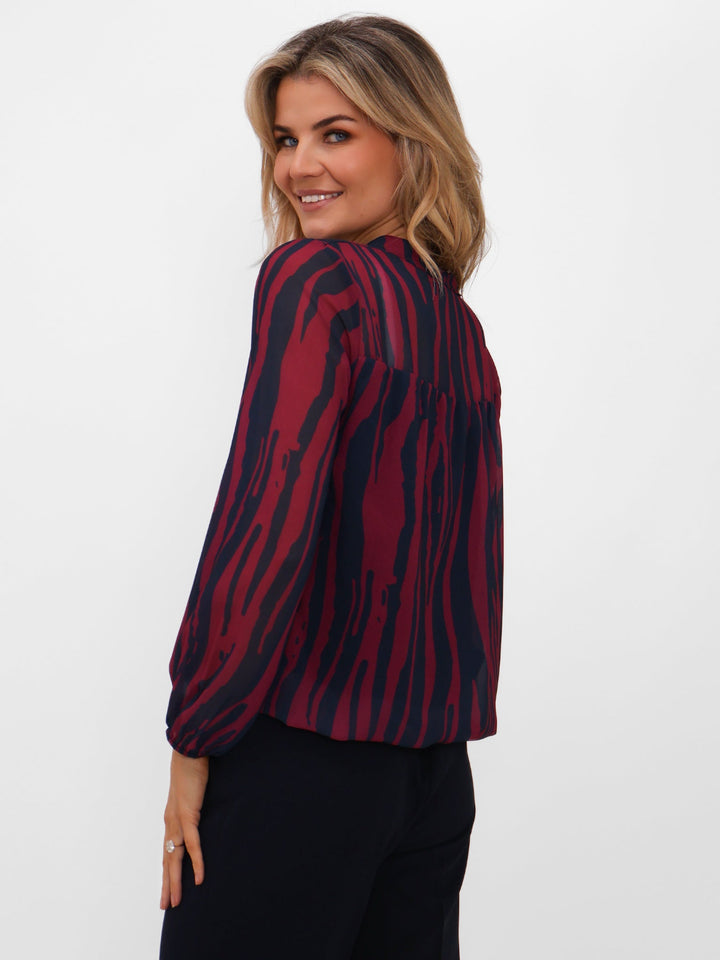 Kate & Pippa Bella Band Top In Magenta/Navy Print-Nicola Ross