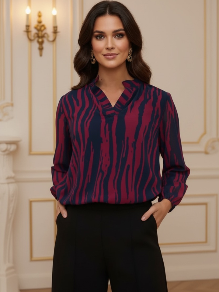 Kate & Pippa Bella Band Top In Magenta/Navy Print-Nicola Ross