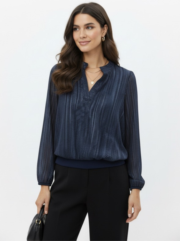 Kate & Pippa Bella Band Top In Navy Lurex Print-Nicola Ross