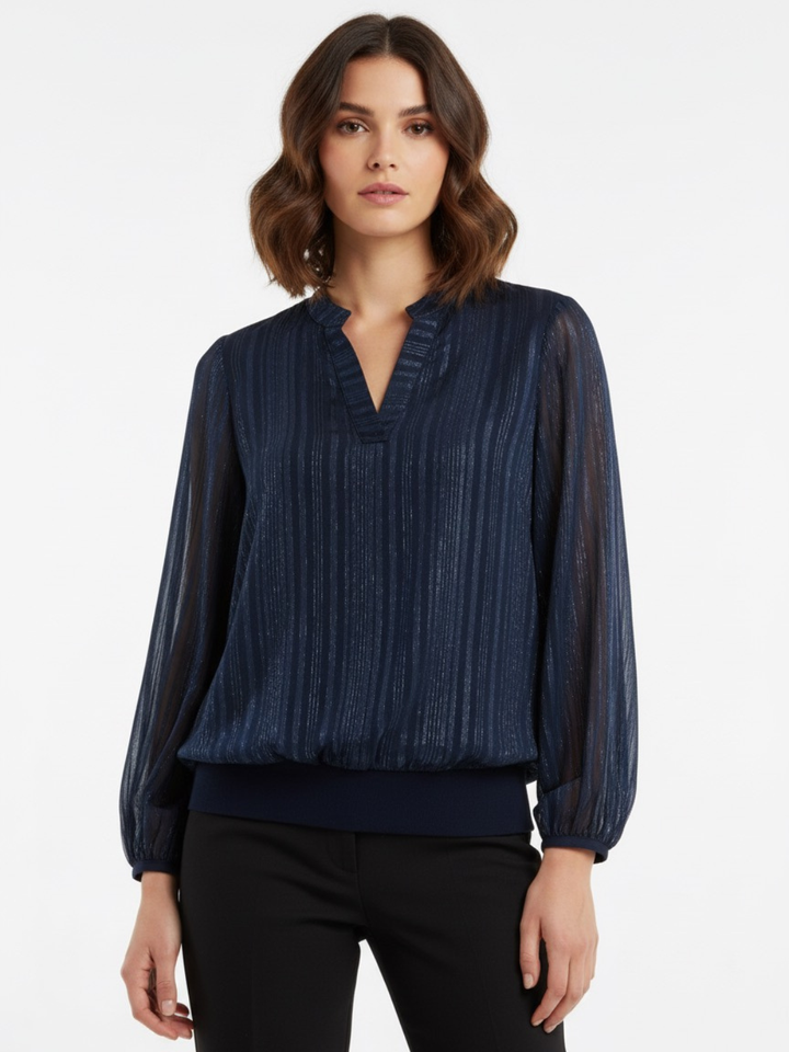 Kate & Pippa Bella Band Top In Navy Lurex Print-Nicola Ross