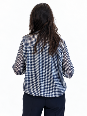 Kate & Pippa Bella Band Top In Navy Lurex Print-Nicola Ross