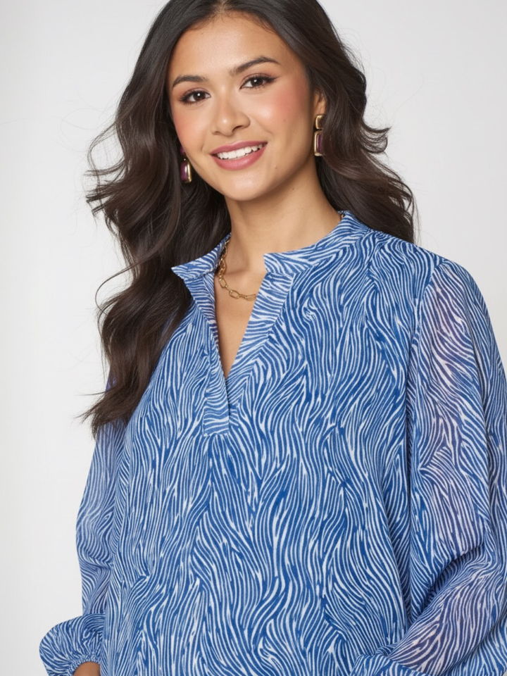Kate & Pippa Bella Band Top In Navy Print-Nicola Ross