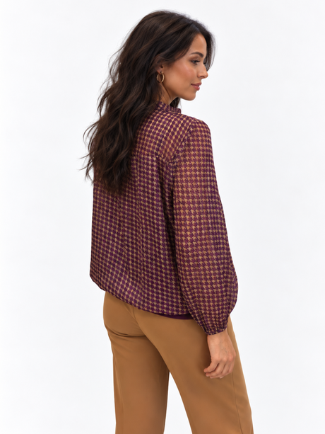 Kate & Pippa Bella Band Top In Purple Lurex Print-Nicola Ross