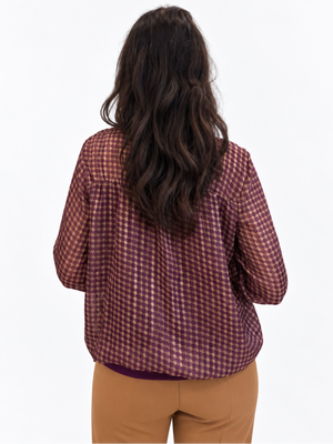 Kate & Pippa Bella Band Top In Purple Lurex Print-Nicola Ross