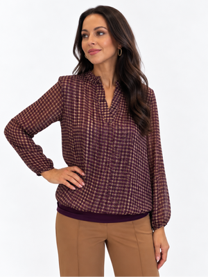 Kate & Pippa Bella Band Top In Purple Lurex Print-Nicola Ross