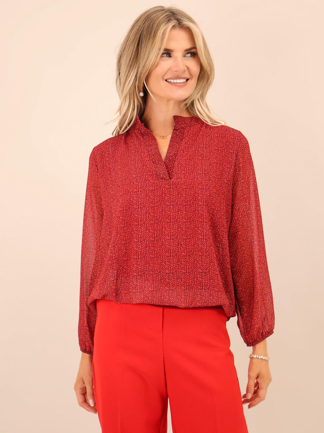Kate & Pippa Bella Band Top In Red-Nicola Ross