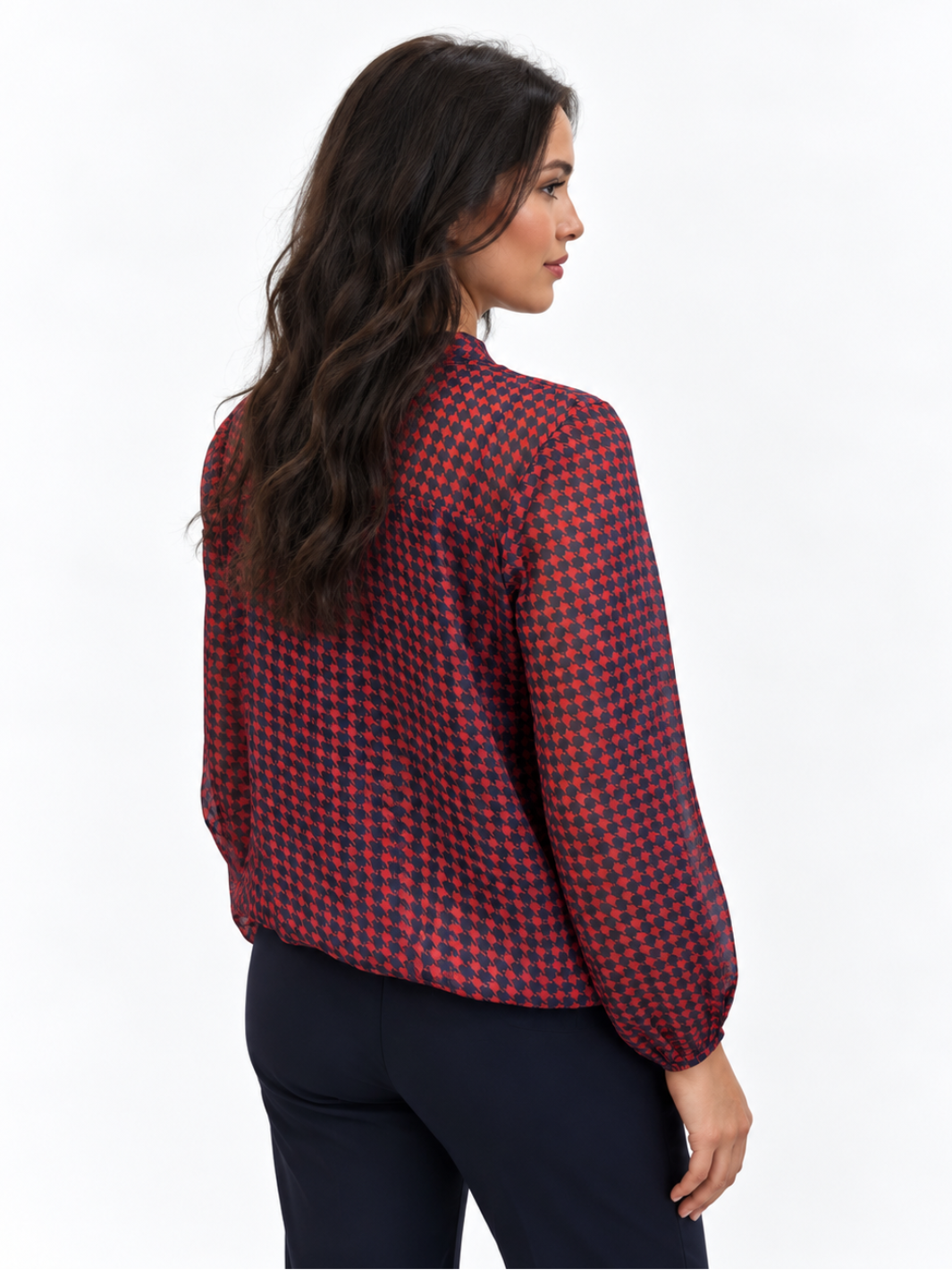Kate & Pippa Bella Band Top In Red Lurex Print-Nicola Ross