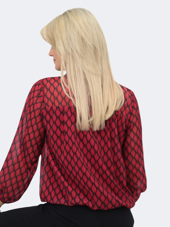 Kate & Pippa Bella Band Top In Red Print-Nicola Ross