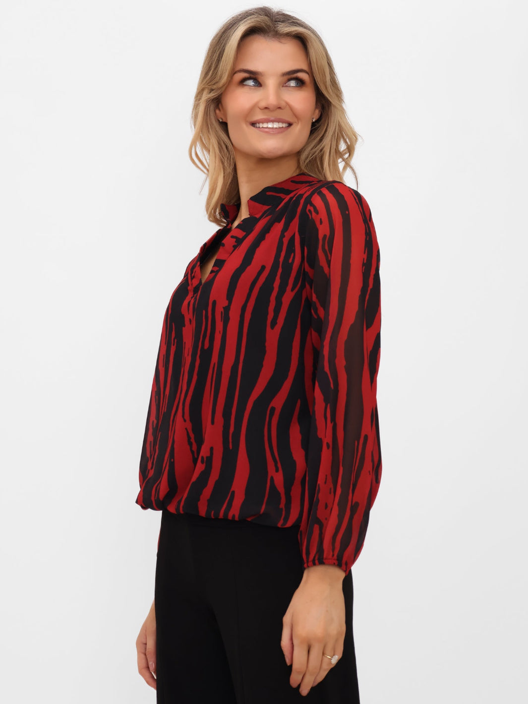 Kate & Pippa Bella Band Top In Red/Black Print-Nicola Ross