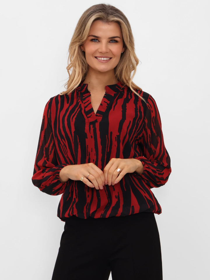 Kate & Pippa Bella Band Top In Red/Black Print-Nicola Ross