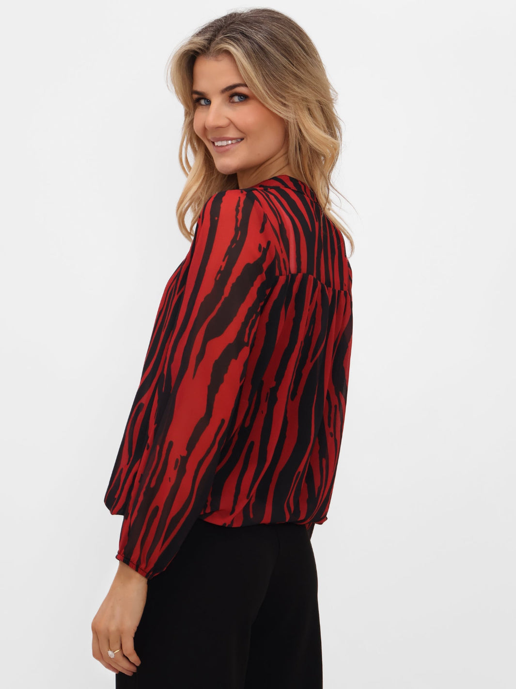 Kate & Pippa Bella Band Top In Red/Black Print-Nicola Ross