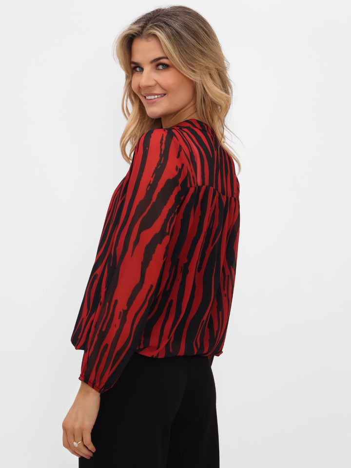 Kate & Pippa Bella Band Top In Red/Black Print-Nicola Ross