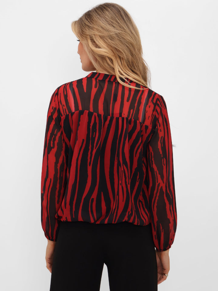 Kate & Pippa Bella Band Top In Red/Black Print-Nicola Ross