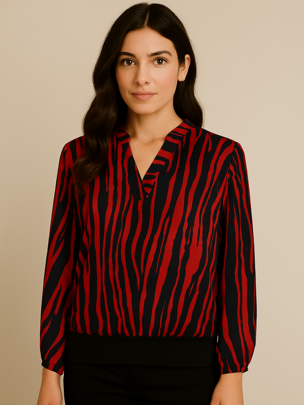 Kate & Pippa Bella Band Top In Red/Black Print-Nicola Ross