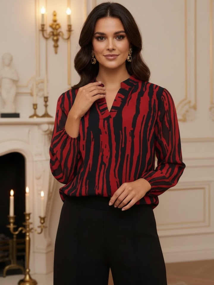 Kate & Pippa Bella Band Top In Red/Black Print-Nicola Ross