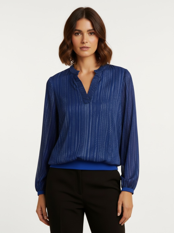 Kate & Pippa Bella Band Top In Royal Blue Lurex Print-Nicola Ross