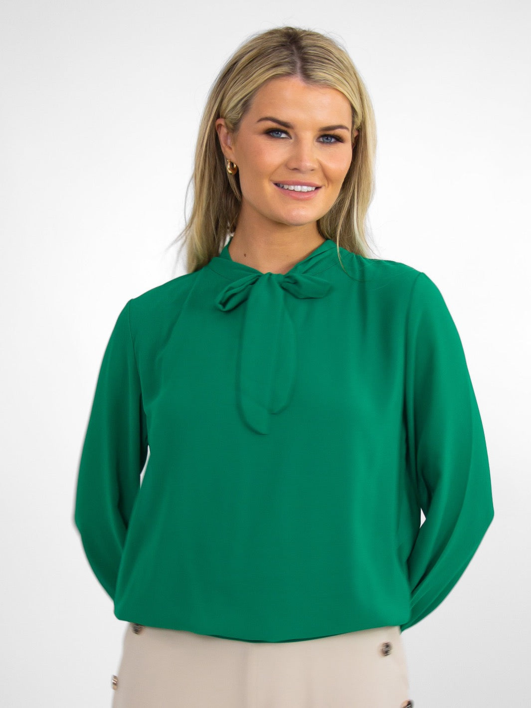 Kate & Pippa Bella Bow Band Top In Green-Nicola Ross