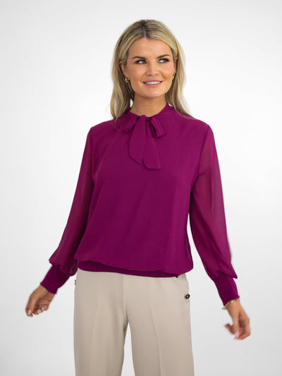 Kate & Pippa Bella Bow Band Top In Plum-Nicola Ross