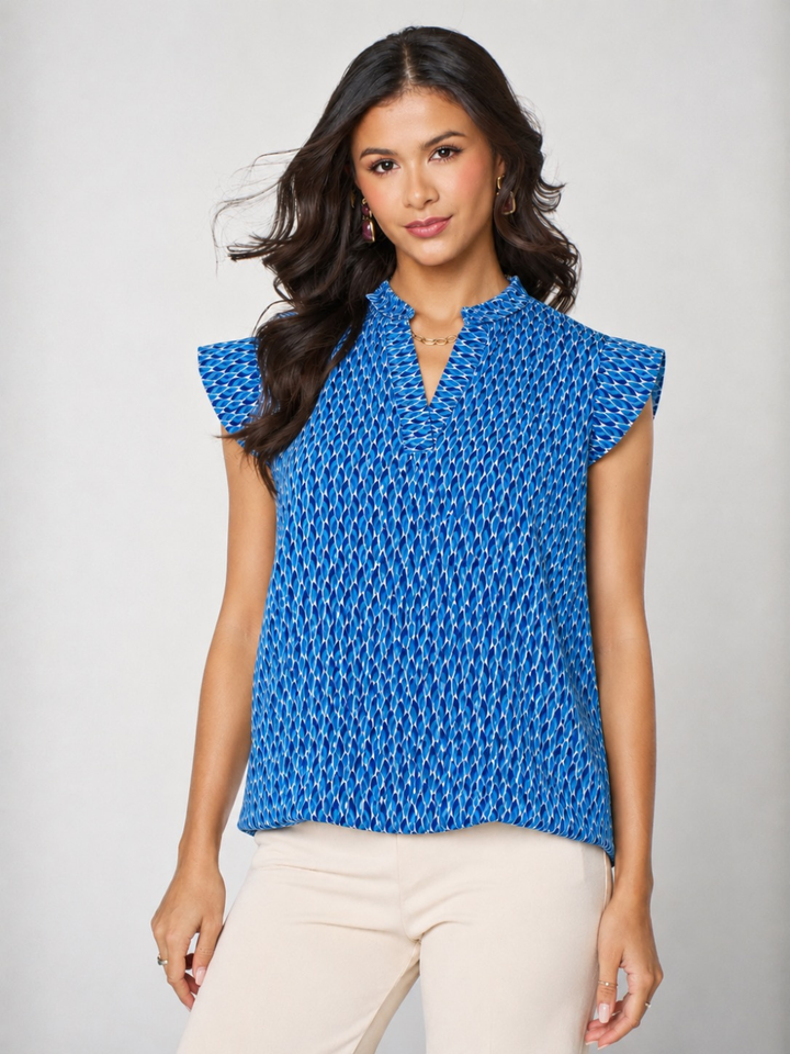Kate & Pippa Bella Short Sleeved Band Top In Blue-Nicola Ross