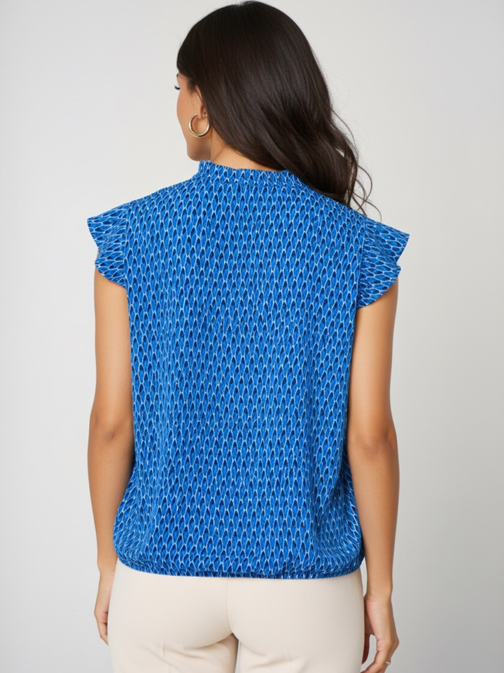 Kate & Pippa Bella Short Sleeved Band Top In Blue-Nicola Ross