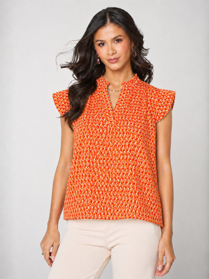 Kate & Pippa Bella Short Sleeved Band Top In Orange-Nicola Ross