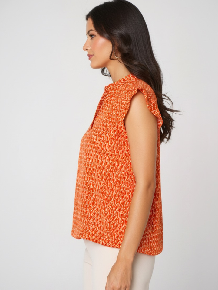 Kate & Pippa Bella Short Sleeved Band Top In Orange-Nicola Ross