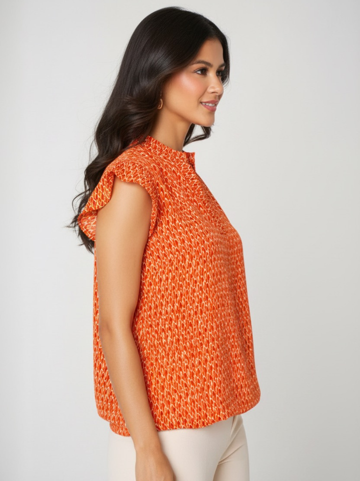 Kate & Pippa Bella Short Sleeved Band Top In Orange-Nicola Ross